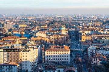 Obraz premium Lower Town of Bergamo city at sunset