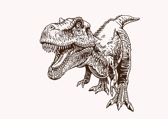 Graphical vintage tyrannosaurus ,vector illustration,tattoo