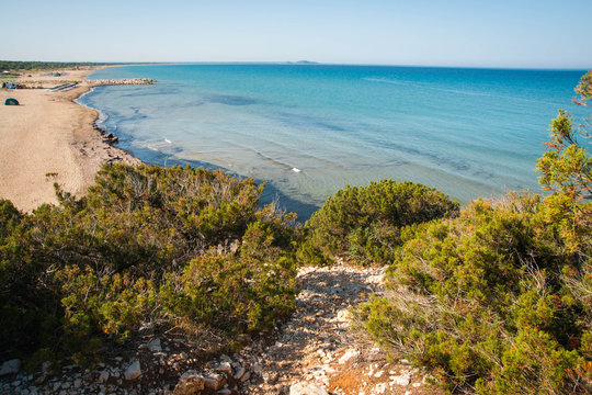 Seascape in Kalogria on Peloponnese in Greece
