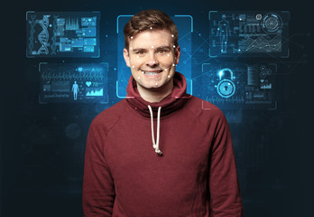 Biometric verification - young man face recognition