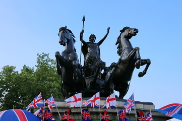 Statue of Boadicea and Her Daughters at Westminster Bridge. London