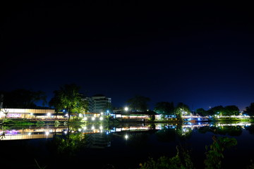 Fototapeta na wymiar city at night near the river