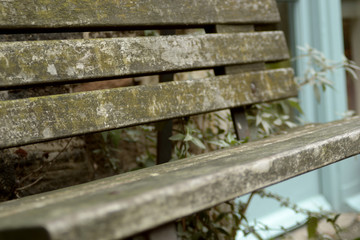 Rustic weathered wooden bench