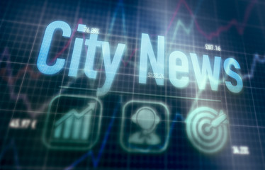City News concept on a blue dot matrix computer display.