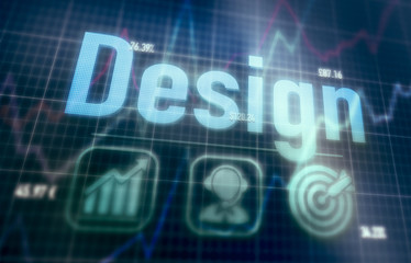 Obraz premium Design concept on a blue dot matrix computer display.