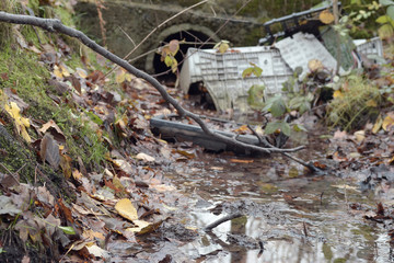Rubbish dumped in a stream