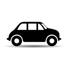 Vector, monochrome, isolated, flat icon of a small car