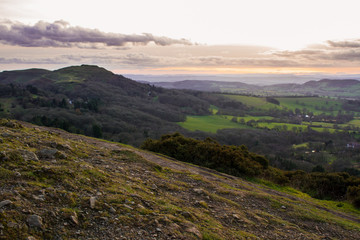 Sunset over herefordshire seen from jubilee hill with herefordshire beacon in the background