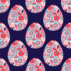 Seamless pattern with Easter eggs. Can be used on packaging paper, fabric, background for different images, etc.