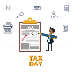 Tax day symbols and cartoons