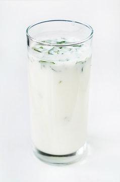 A glass of Ayran (Airan). Yogurt drinks are popular beyond the Middle East region