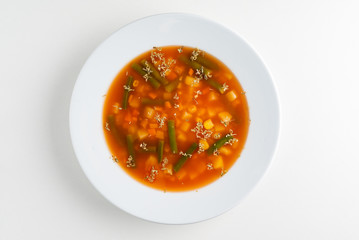 Minestrone-traditional Italian thick vegetable soup with seasonal vegetables