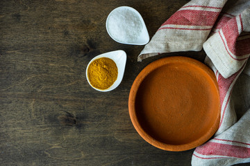 Spices on rustic background