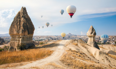 Hot air balloon flying over Cappadocia, Turkey © Alexander Ozerov