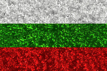 Bulgarian flag with texture of leaves and bushes. Background wallpaper for installation and design. Space for text.