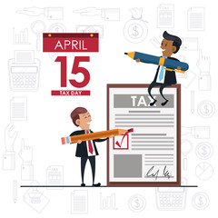 Tax day symbols and cartoons