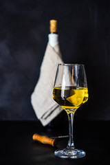 Wine glass and bottle