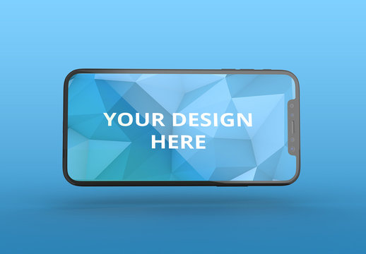 Horizontal Black Smartphone Mockup with Editable Background