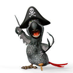 Naklejka premium grey pirate parrot cartoon telling us a little funny story