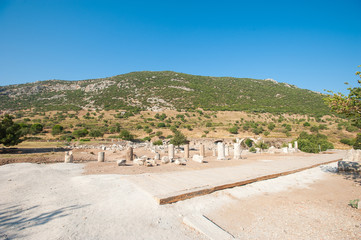Ruins of the ancient city Ephesus, the ancient Greek city in Turkey, in a beautiful summer day