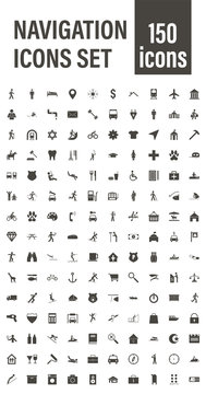 Navigation Icons Set. Navigation 150 Vector Icon Set.