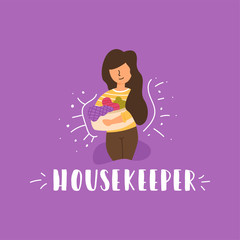 Vector Flat Banner basket dirty laundry clothes.