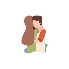 Vector flat guy hugs his girlfriend.