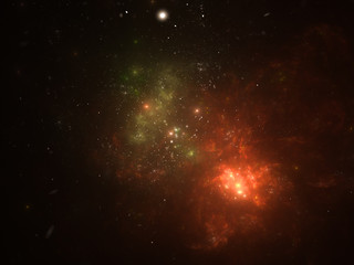 Starfield, stars and space dust scattered throughout the universe. Vast open interstellar space, cosmic abstract artwork. Glowing cloud nebula, interplanetary travel, astral artwork.