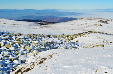 Beautiful Winter  Mountain Landscape in Bulgaria ,Vitosha mountain ,Cherni vruh,Black Peak