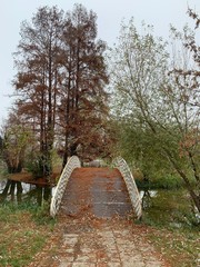 old wooden bridge in the park
