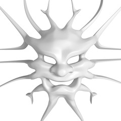 Sculpture Face Anger White Stretched