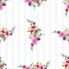 Hand-painted Watercolor pattern of a branch with flowers pink Magnolia flower spring card. Illustration of decorative floral design for wedding invitations and greeting cards.