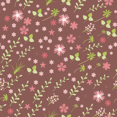 Vintage romantic trendy seamless pattern (tiling). Abstract flowers with soft colors for your design