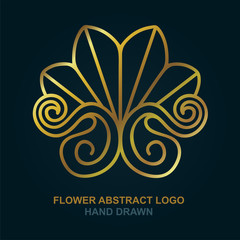 Flower logo. Golden flower abstract logotype. Floral design element.