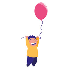 smiling boy holding balloon