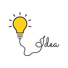 Bulb light idea. concept of big ideas inspiration innovation, invention, effective thinking. Starting the thinking process. Brainstorm concept.