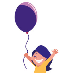 happy girl holding balloon