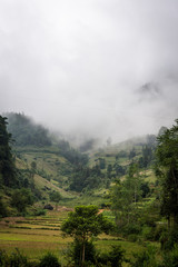 Misty landscape in Bac Ha minority village in Northern Vietnam