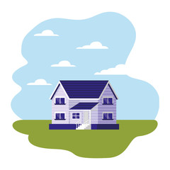 house with steps in the landscape