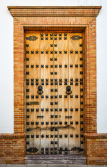 Beautifully decorated wooden door in Zafra, Badajoz, Extremadura, Spain