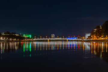 Linz and Danube at night