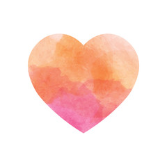 Pink heart with watercolor texture design. Simple flat vector illustration