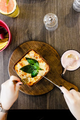 Top down view to lasagna.