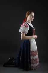 Slovak folklore woman. Folklore dancer.