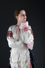 Slovak folklore woman. Folklore dancer.