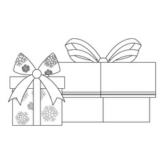 two gift boxes with bow on white background