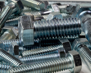 close up of assorted pile of bolts