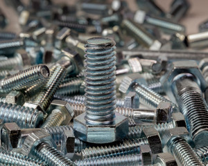 close up of assorted pile of bolts