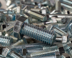 close up of assorted pile of bolts