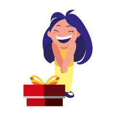 happy girl with gift box celebration